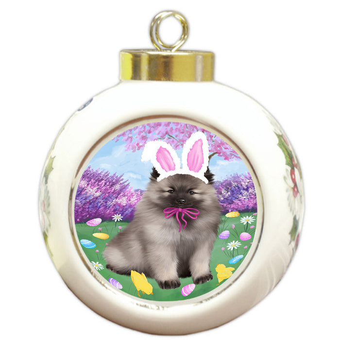 Easter Holiday Keeshond Dog Round Ball Christmas Ornament RBPOR57316
