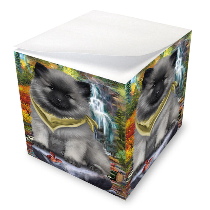 Scenic Waterfall Keeshond Dog Note Cube NOC51910