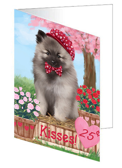 Rosie 25 Cent Kisses Keeshond Dog Handmade Artwork Assorted Pets Greeting Cards and Note Cards with Envelopes for All Occasions and Holiday Seasons GCD72383