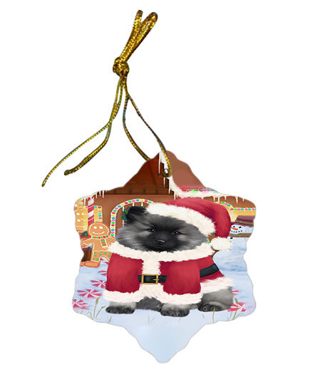 Christmas Gingerbread House Candyfest Keeshond Dog Star Porcelain Ornament SPOR56728
