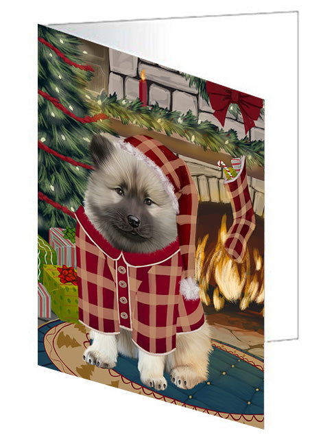 The Stocking was Hung American Staffordshire Terrier Dog Handmade Artwork Assorted Pets Greeting Cards and Note Cards with Envelopes for All Occasions and Holiday Seasons GCD70010