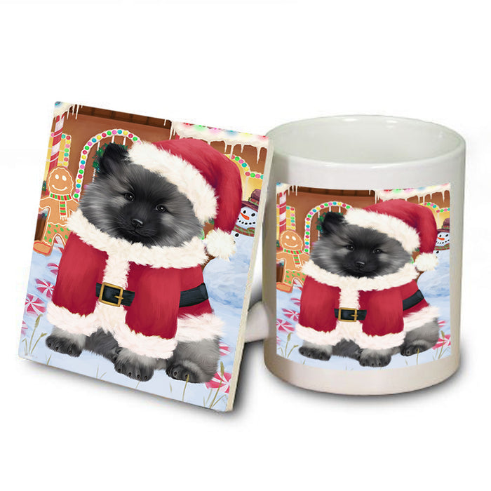 Christmas Gingerbread House Candyfest Keeshond Dog Mug and Coaster Set MUC56364