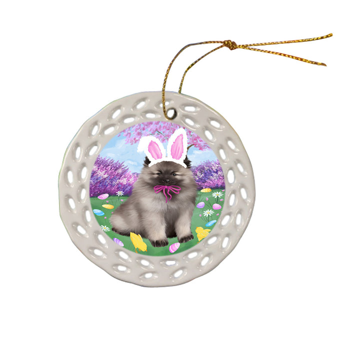 Easter Holiday Keeshond Dog Ceramic Doily Ornament DPOR57316