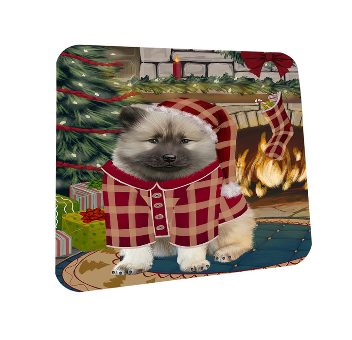 The Stocking was Hung Keeshond Dog Coasters Set of 4 CST55304