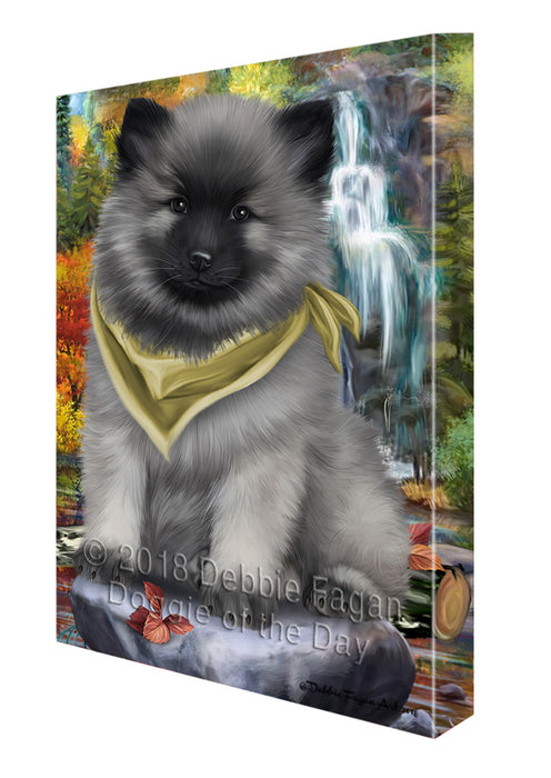 Scenic Waterfall Keeshond Dog Canvas Print Wall Art Décor CVS84455