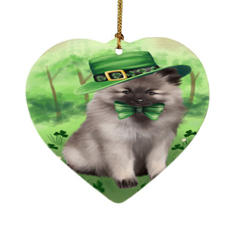 St. Patricks Day Irish Portrait Keeshond Dog Heart Christmas Ornament HPOR57959