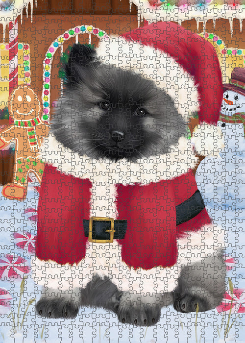 Christmas Gingerbread House Candyfest Keeshond Dog Puzzle with Photo Tin PUZL93688