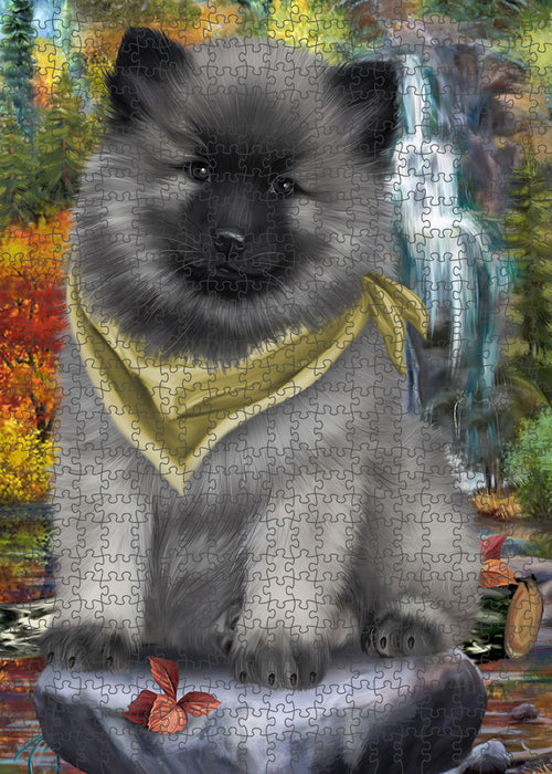 Scenic Waterfall Keeshond Dog Puzzle with Photo Tin PUZL59817