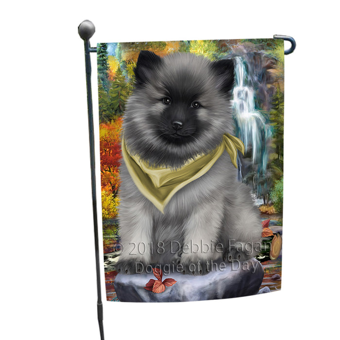 Scenic Waterfall Keeshond Dog Garden Flag GFLG51907