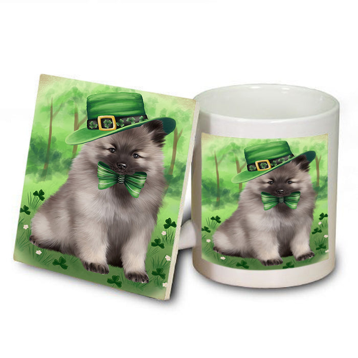 St. Patricks Day Irish Portrait Keeshond Dog Mug and Coaster Set MUC57011