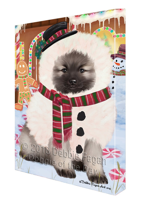 Christmas Gingerbread House Candyfest Keeshond Dog Canvas Print Wall Art Décor CVS129581