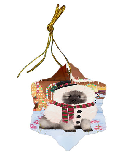 Christmas Gingerbread House Candyfest Keeshond Dog Star Porcelain Ornament SPOR56729