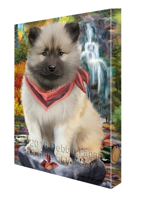 Scenic Waterfall Keeshond Dog Canvas Print Wall Art Décor CVS84464