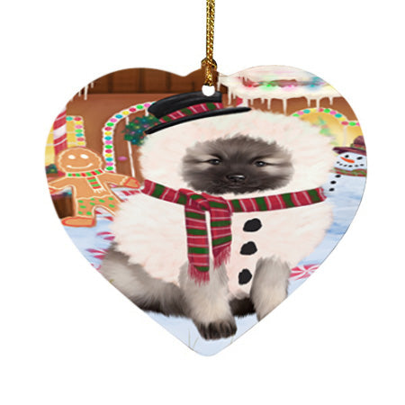Christmas Gingerbread House Candyfest Keeshond Dog Heart Christmas Ornament HPOR56729