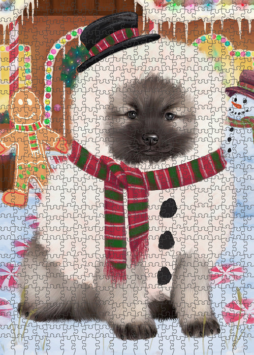 Christmas Gingerbread House Candyfest Keeshond Dog Puzzle with Photo Tin PUZL93692