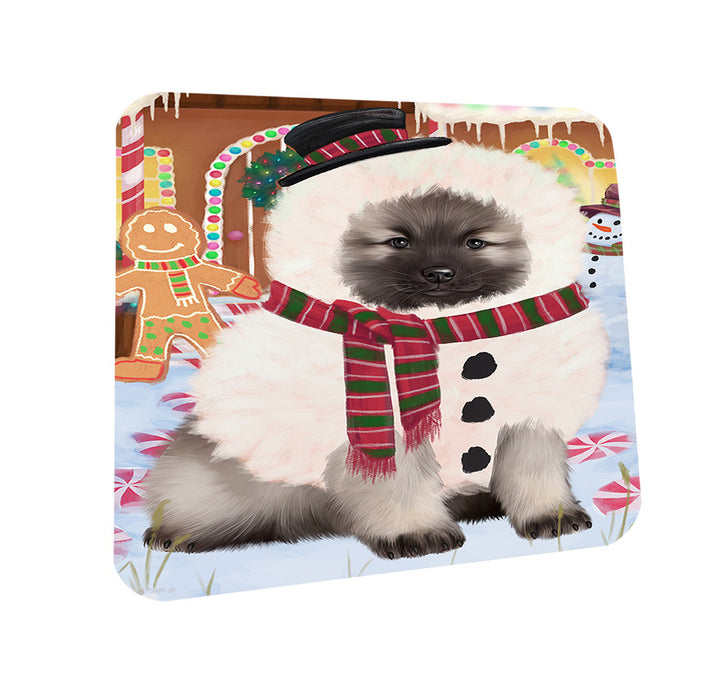 Christmas Gingerbread House Candyfest Keeshond Dog Coasters Set of 4 CST56331