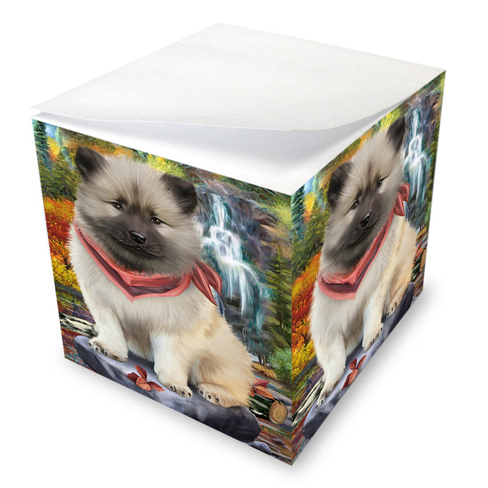 Scenic Waterfall Keeshond Dog Note Cube NOC51911