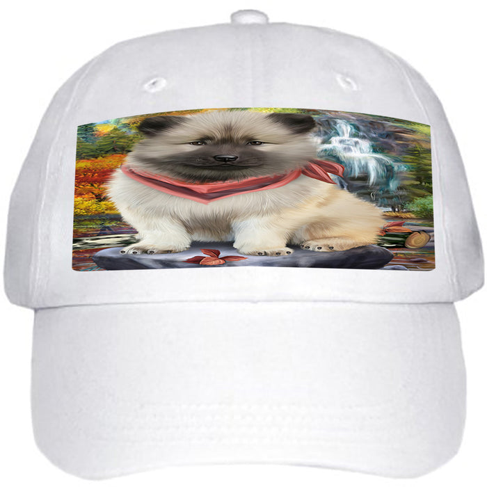 Scenic Waterfall Keeshond Dog Ball Hat Cap HAT59466