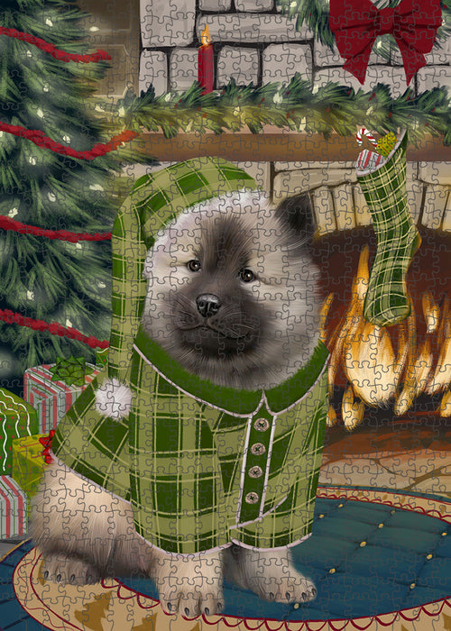 The Stocking was Hung Keeshond Dog Puzzle with Photo Tin PUZL89592