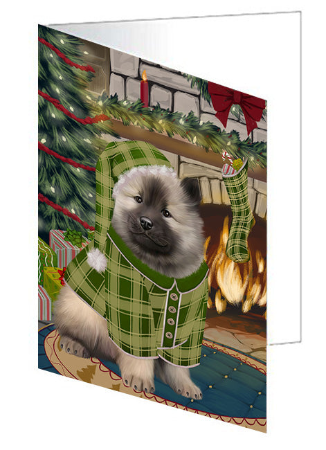 The Stocking was Hung American Staffordshire Terrier Dog Handmade Artwork Assorted Pets Greeting Cards and Note Cards with Envelopes for All Occasions and Holiday Seasons GCD70007