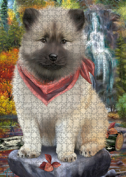 Scenic Waterfall Keeshond Dog Puzzle with Photo Tin PUZL59820