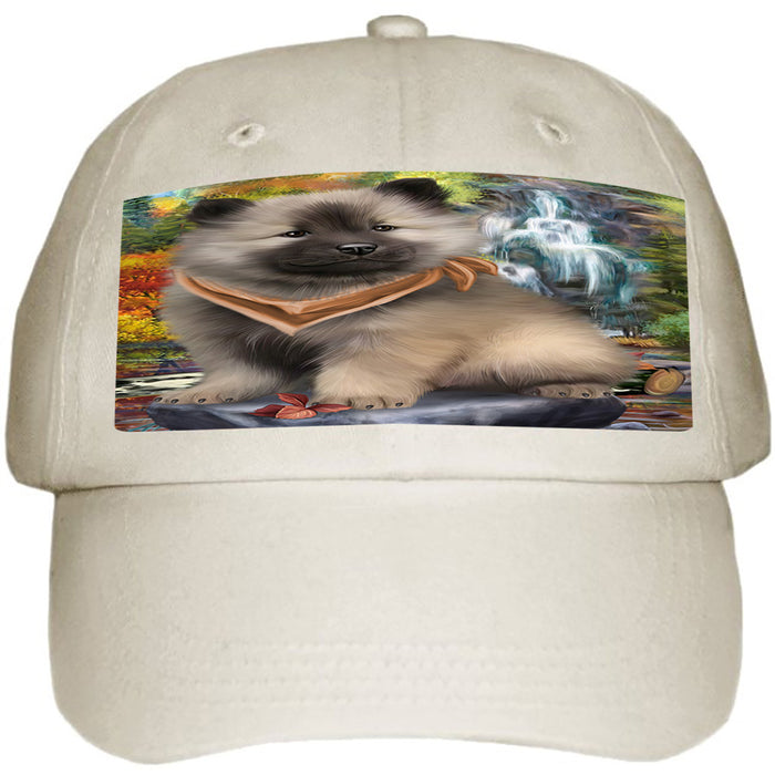 Scenic Waterfall Keeshond Dog Ball Hat Cap HAT59469