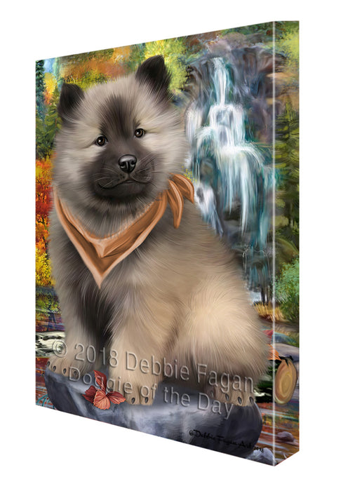 Scenic Waterfall Keeshond Dog Canvas Print Wall Art Décor CVS84473