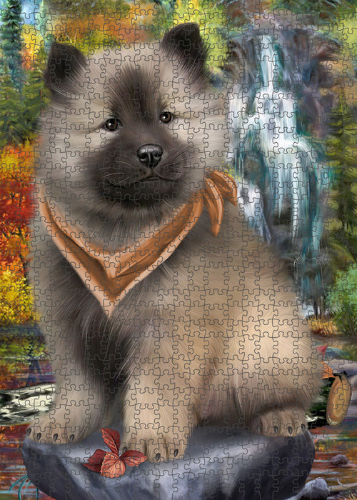 Scenic Waterfall Keeshond Dog Puzzle with Photo Tin PUZL59823