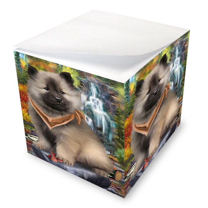 Scenic Waterfall Keeshond Dog Note Cube NOC51912