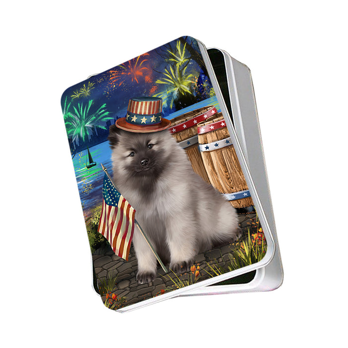 4th of July Independence Day Fireworks Keeshond Dog at the Lake Photo Storage Tin PITN51182