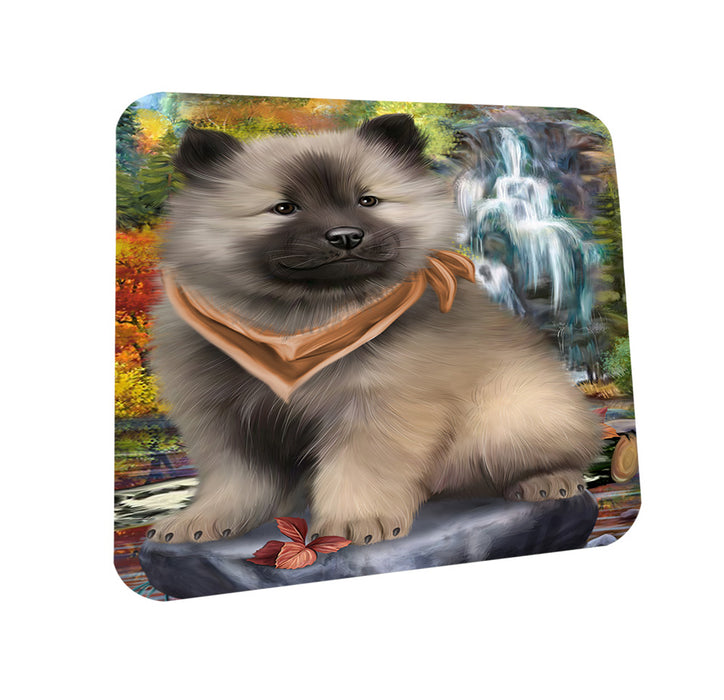 Scenic Waterfall Keeshond Dog Coasters Set of 4 CST51871