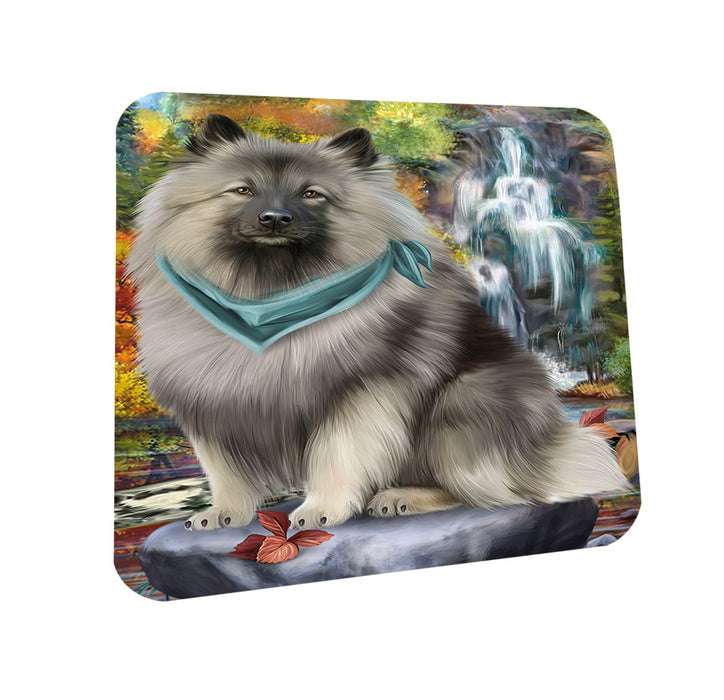Scenic Waterfall Keeshond Dog Coasters Set of 4 CST51872