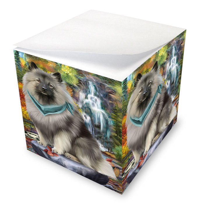 Scenic Waterfall Keeshond Dog Note Cube NOC51913