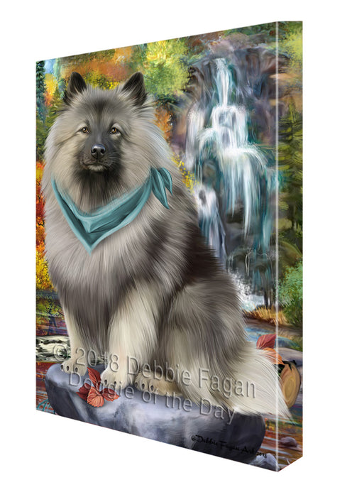 Scenic Waterfall Keeshond Dog Canvas Print Wall Art Décor CVS84482