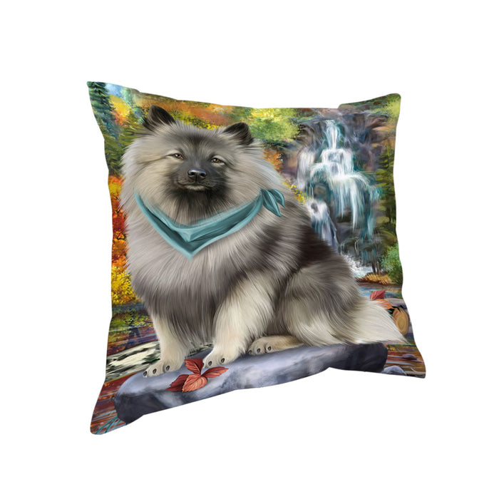 Scenic Waterfall Keeshond Dog Pillow PIL64016