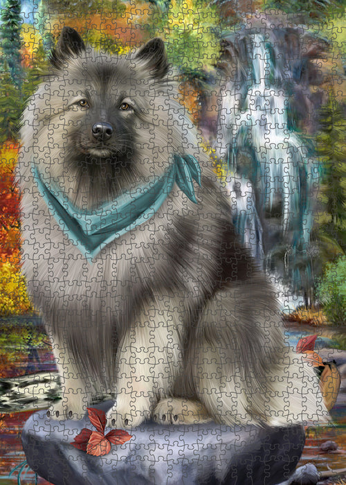 Scenic Waterfall Keeshond Dog Puzzle with Photo Tin PUZL59826