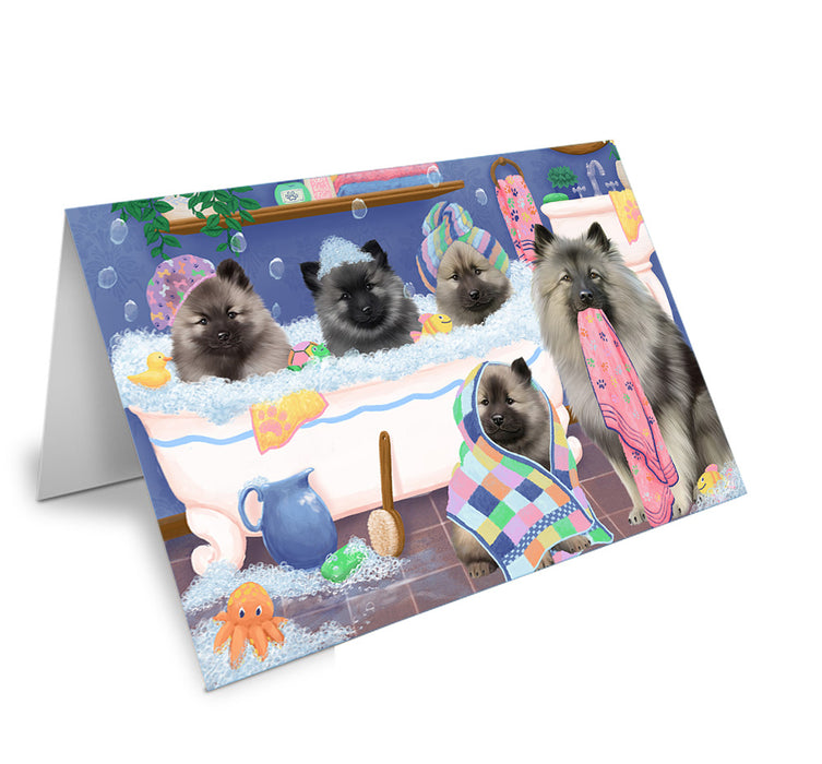 Rub A Dub Dogs In A Tub Keeshonds Dog Handmade Artwork Assorted Pets Greeting Cards and Note Cards with Envelopes for All Occasions and Holiday Seasons GCD74909