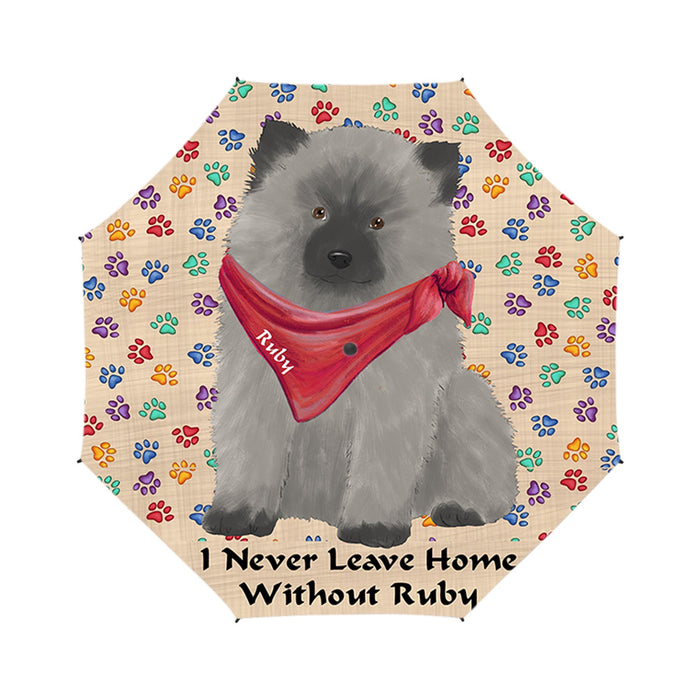 Custom Pet Name Personalized I never Leave Home Keeshond Dog Semi-Automatic Foldable Umbrella