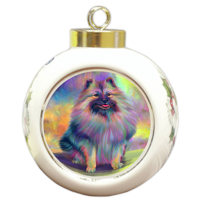 Paradise Wave Keeshond Dog Round Ball Christmas Ornament RBPOR56428
