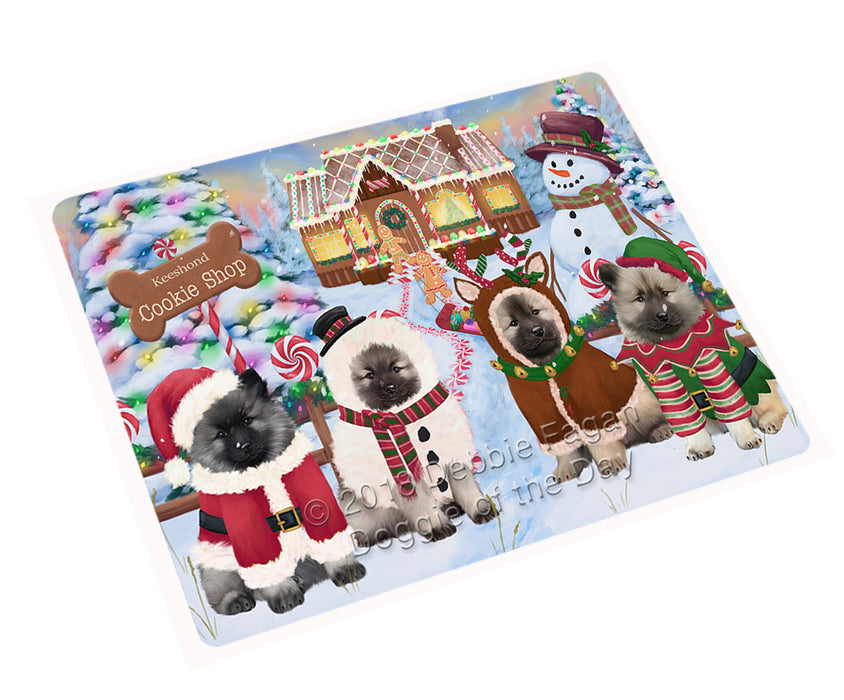 Holiday Gingerbread Cookie Shop Keeshonds Dog Cutting Board C74364