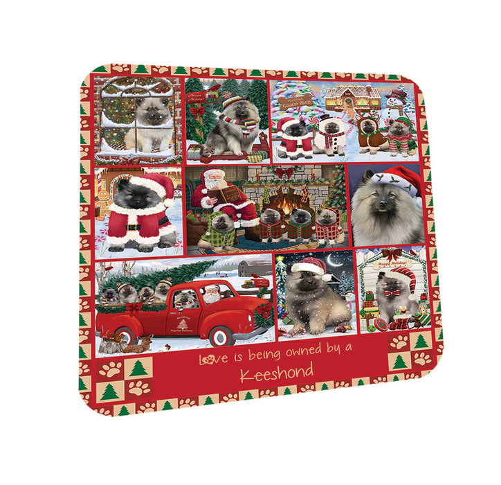 Love is Being Owned Christmas Keeshond Dogs Coasters Set of 4 CST57192