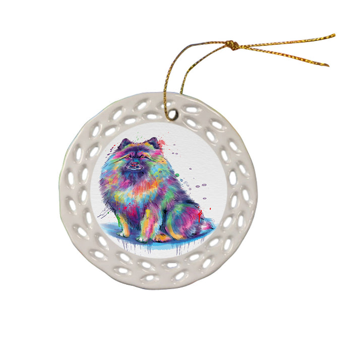 Watercolor Keeshond Dog Ceramic Doily Ornament DPOR57442