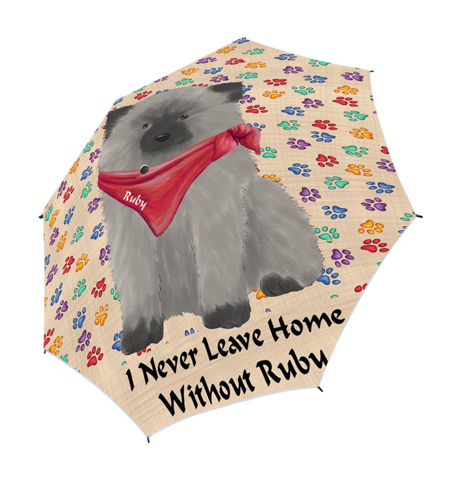 Custom Pet Name Personalized I never Leave Home Keeshond Dog Semi-Automatic Foldable Umbrella