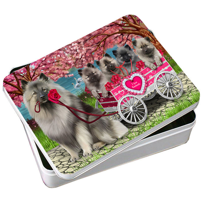 I Love Keeshond Dog in a Cart Art Portrait Photo Storage Tin PITN52730