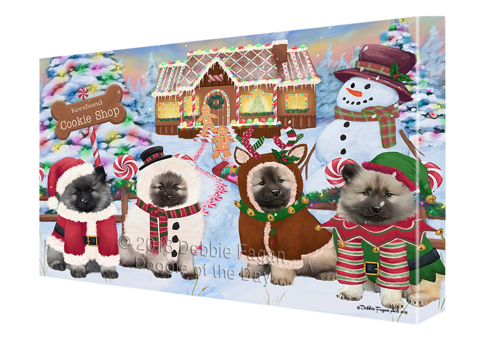 Holiday Gingerbread Cookie Shop Keeshonds Dog Canvas Print Wall Art Décor CVS129905