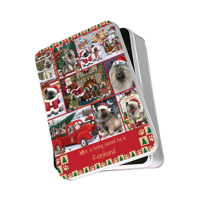 Love is Being Owned Christmas Keeshond Dogs Photo Storage Tin PITN57177