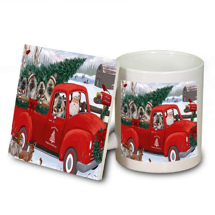 Christmas Santa Express Delivery Keeshonds Dog Family Mug and Coaster Set MUC55037