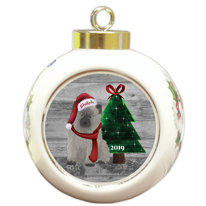 Custom Personalized Keeshond Dog Glassy Classy Christmas Round Ball Ornament