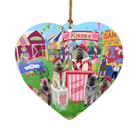 Carnival Kissing Booth Keeshonds Dog Heart Christmas Ornament HPOR56259