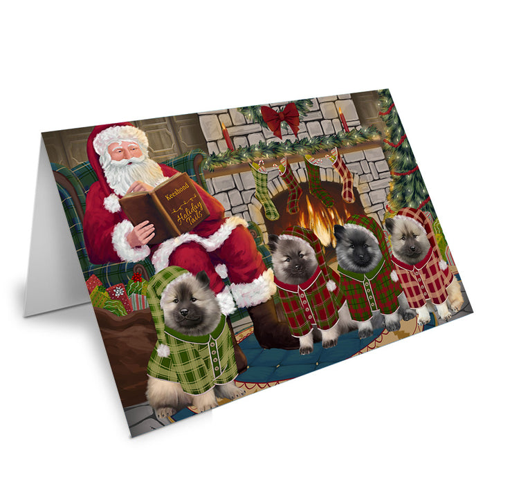 Christmas Cozy Holiday Tails Keeshonds Dog Handmade Artwork Assorted Pets Greeting Cards and Note Cards with Envelopes for All Occasions and Holiday Seasons GCD69914